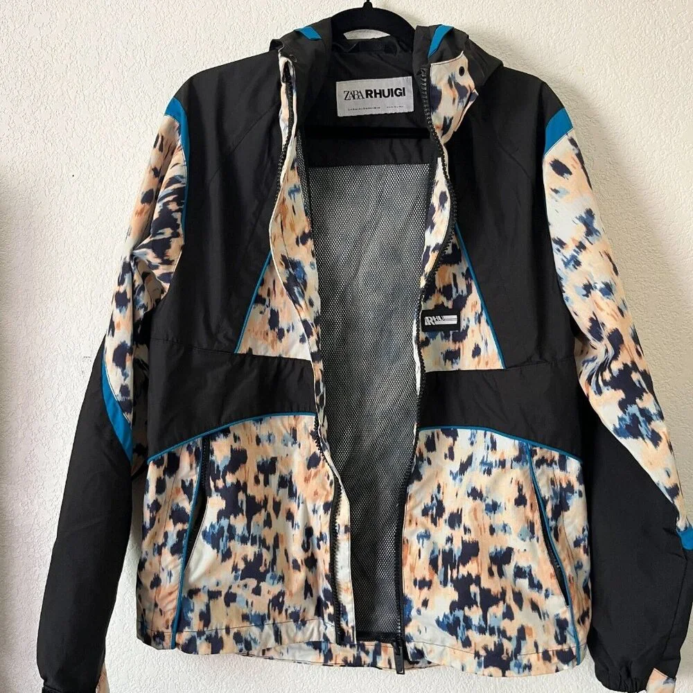 Zara Rhuigi Mens Windbreaker Hoodie  Ful Zip Limited Edition Small/Medium